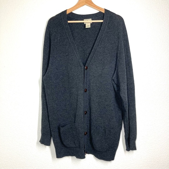 L.L. Bean Other - Vintage LL Bean Cardigan Sweater Men’s XL Tall 100% Lambs Wool Pockets Dark Gray